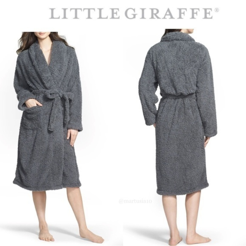 GIRAFFE AT HOME Chenille Robe in Charcoal sz 1 (fits like 10-14 US) NWT 144$